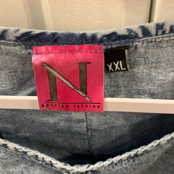 Super cute acid washed blue Jean shirt from Notated Fashion size XXL - Picture 2 of 2